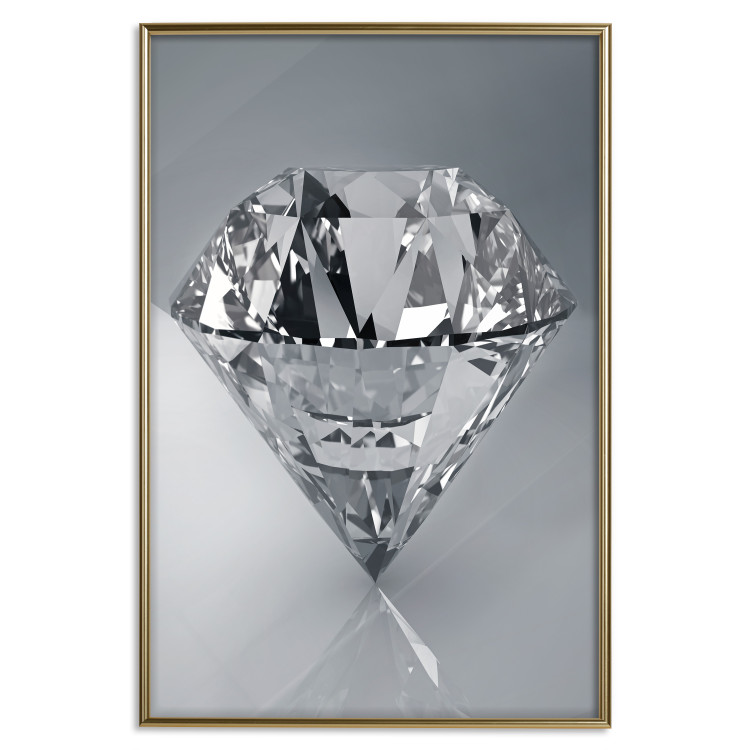 Poster Symbols of Winter - shining diamond-shaped crystal on gray background 124479 additionalImage 16
