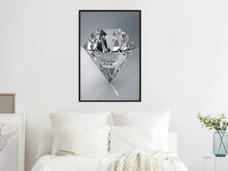 Poster Symbols of Winter - shining diamond-shaped crystal on gray background 124479 additionalImage 3