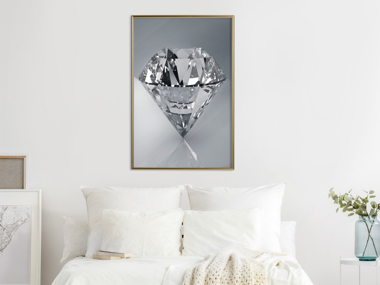 Poster Symbols of Winter - shining diamond-shaped crystal on gray background 124479 additionalImage 5