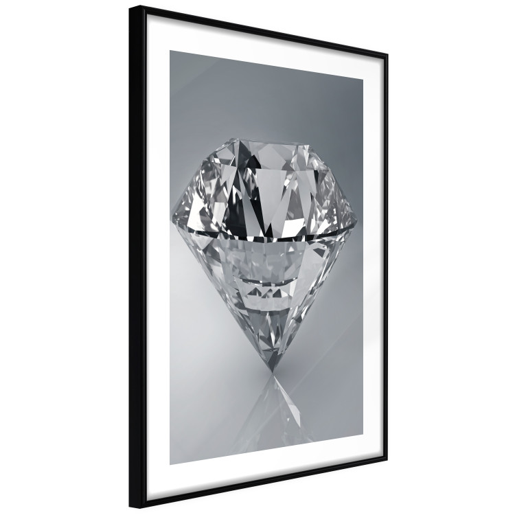 Poster Symbols of Winter - shining diamond-shaped crystal on gray background 124479 additionalImage 11