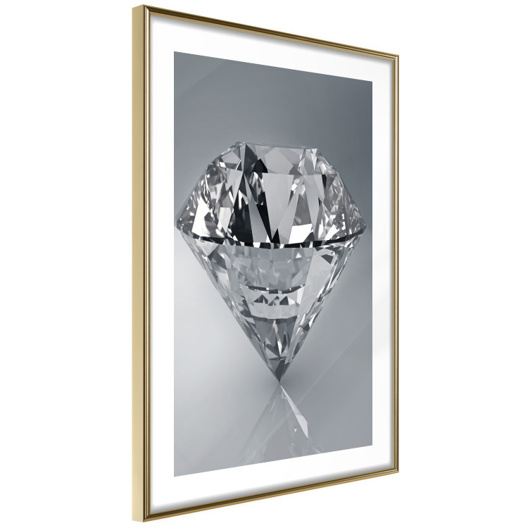 Poster Symbols of Winter - shining diamond-shaped crystal on gray background 124479 additionalImage 6