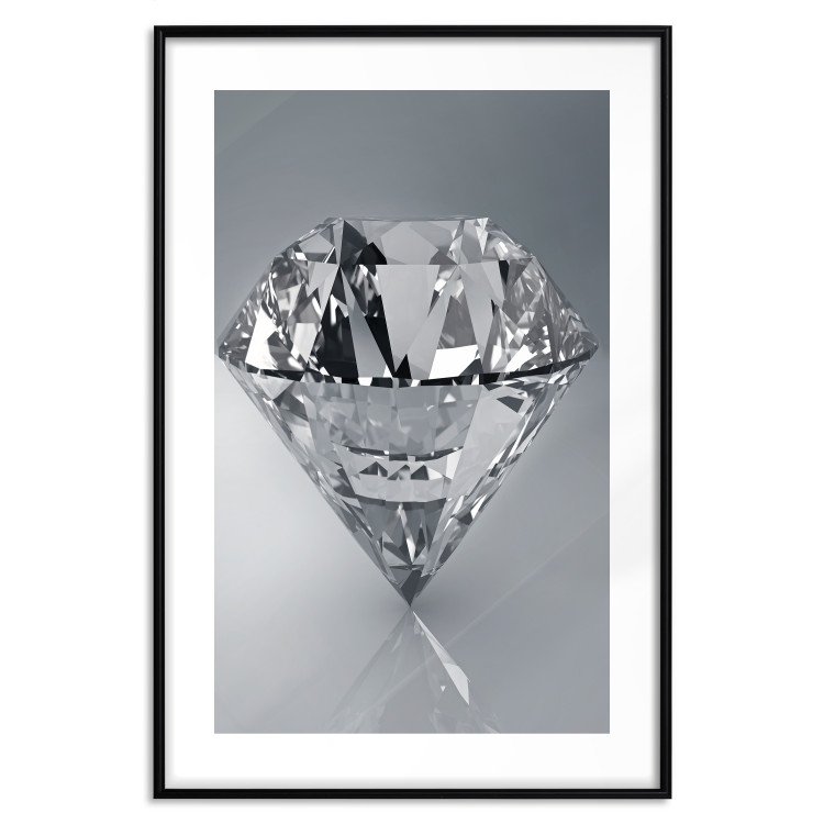 Poster Symbols of Winter - shining diamond-shaped crystal on gray background 124479 additionalImage 15