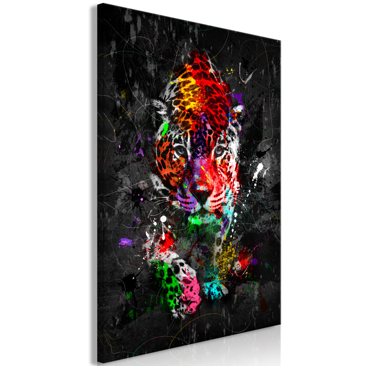 Canvas Art Print Colourful Animals: Panther (1 Part) Vertical 126979 additionalImage 2