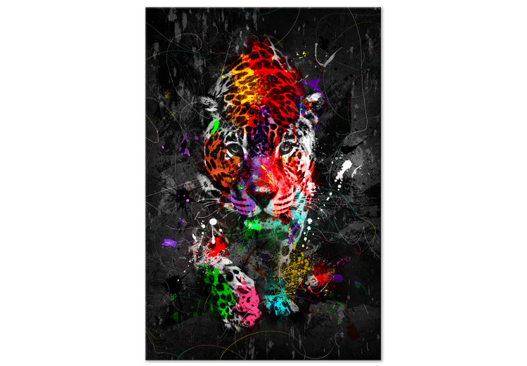 Canvas Art Print Colourful Animals: Panther (1 Part) Vertical 126979