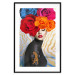 Poster Tiger on Shoulder - portrait of a woman with colorful flowers on her head 127479 additionalThumb 20