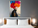 Poster Tiger on Shoulder - portrait of a woman with colorful flowers on her head 127479 additionalThumb 2