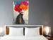 Poster Tiger on Shoulder - portrait of a woman with colorful flowers on her head 127479 additionalThumb 5