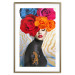 Poster Tiger on Shoulder - portrait of a woman with colorful flowers on her head 127479 additionalThumb 19