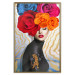 Poster Tiger on Shoulder - portrait of a woman with colorful flowers on her head 127479 additionalThumb 16