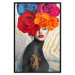 Poster Tiger on Shoulder - portrait of a woman with colorful flowers on her head 127479 additionalThumb 17