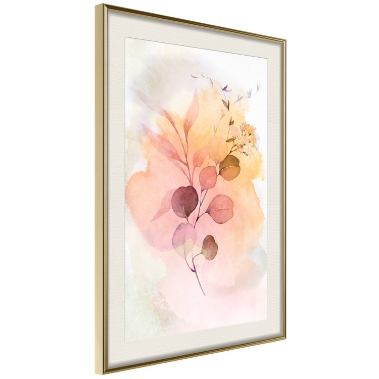 Poster Watercolor Twig - plant with leaves on background of abstract colors 127879 additionalImage 2
