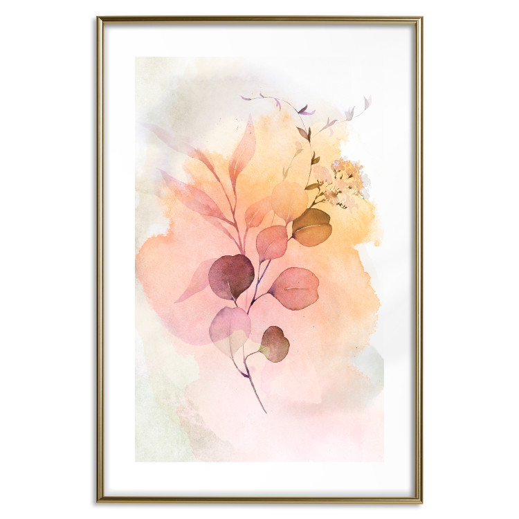 Poster Watercolor Twig - plant with leaves on background of abstract colors 127879 additionalImage 13