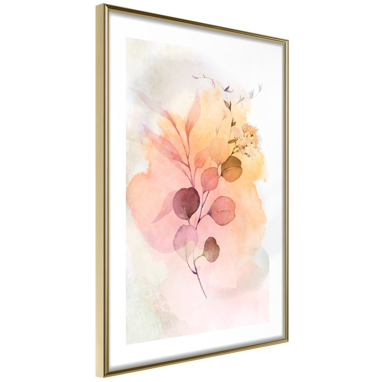 Poster Watercolor Twig - plant with leaves on background of abstract colors 127879 additionalImage 7