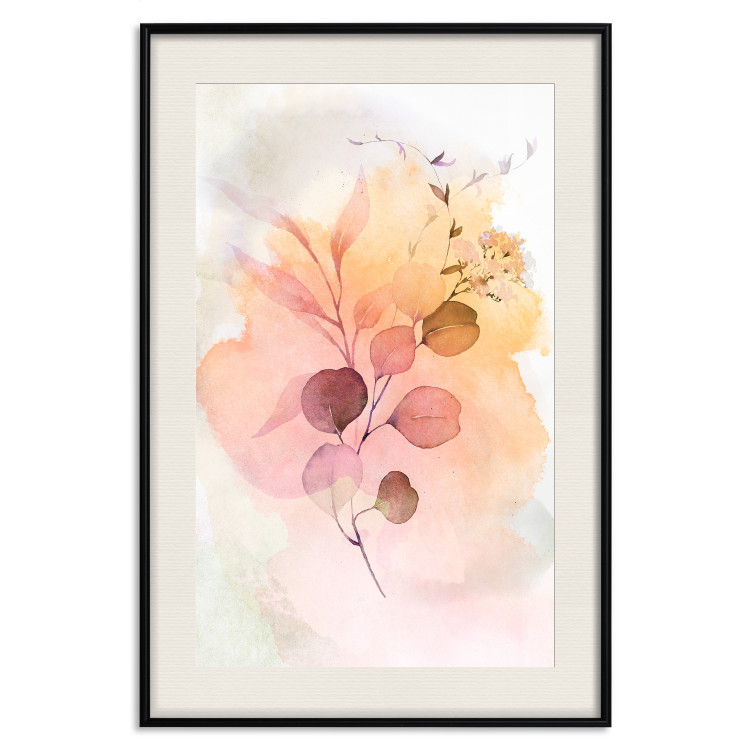 Poster Watercolor Twig - plant with leaves on background of abstract colors 127879 additionalImage 19