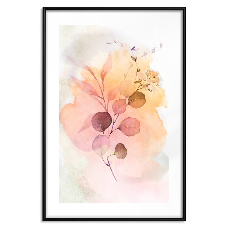 Poster Watercolor Twig - plant with leaves on background of abstract colors 127879 additionalImage 16