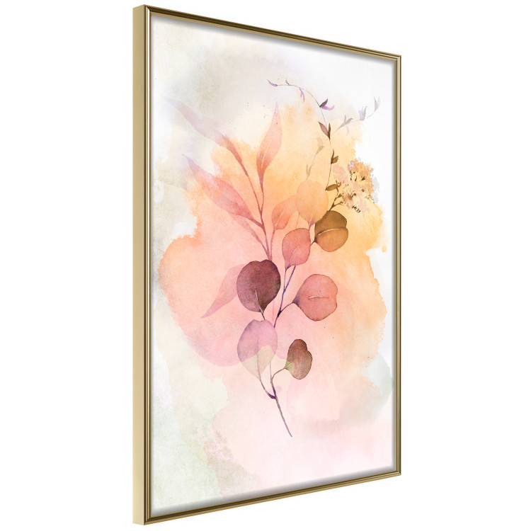 Poster Watercolor Twig - plant with leaves on background of abstract colors 127879 additionalImage 12