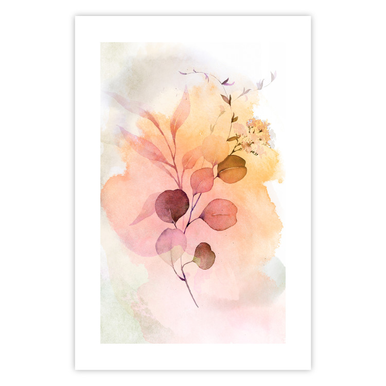 Poster Watercolor Twig - plant with leaves on background of abstract colors 127879 additionalImage 17