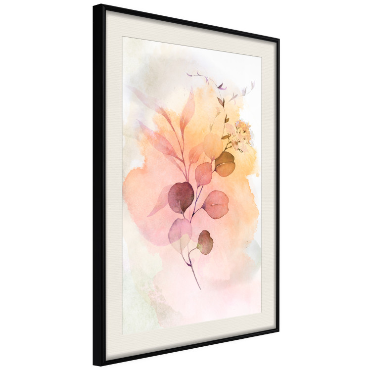 Poster Watercolor Twig - plant with leaves on background of abstract colors 127879 additionalImage 3