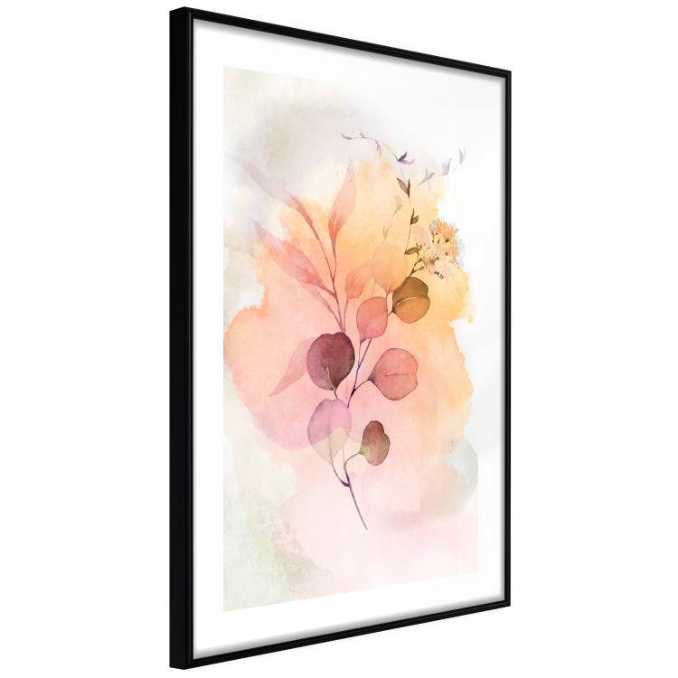 Poster Watercolor Twig - plant with leaves on background of abstract colors 127879 additionalImage 4