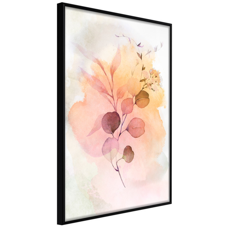 Poster Watercolor Twig - plant with leaves on background of abstract colors 127879 additionalImage 11