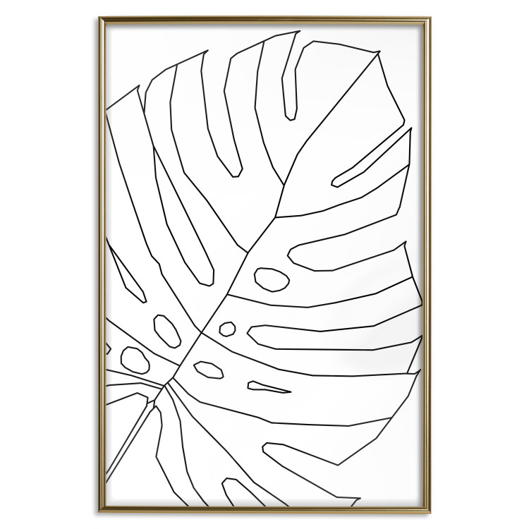 Wall Poster Monstera Drawing - black and white line art of monstera leaf on light background 128079 additionalImage 17