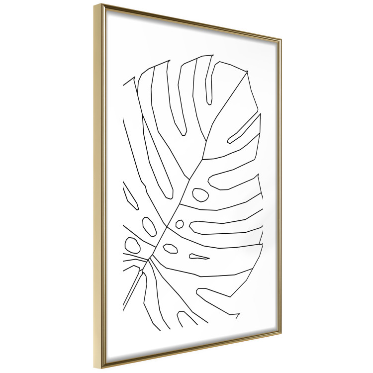 Wall Poster Monstera Drawing - black and white line art of monstera leaf on light background 128079 additionalImage 7