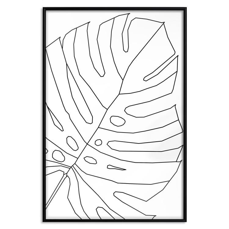 Wall Poster Monstera Drawing - black and white line art of monstera leaf on light background 128079 additionalImage 18