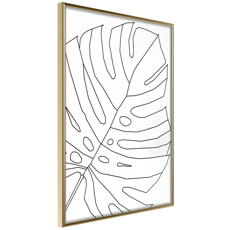 Wall Poster Monstera Drawing - black and white line art of monstera leaf on light background 128079 additionalImage 12