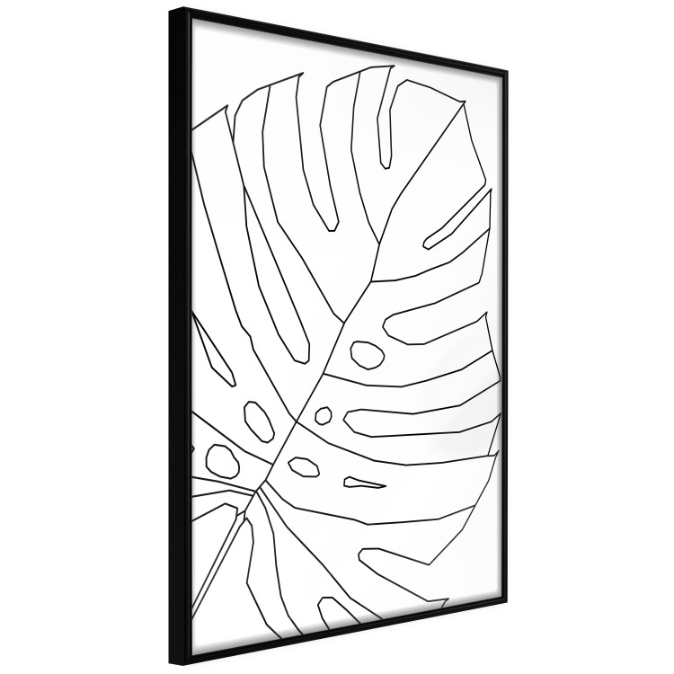 Wall Poster Monstera Drawing - black and white line art of monstera leaf on light background 128079 additionalImage 13