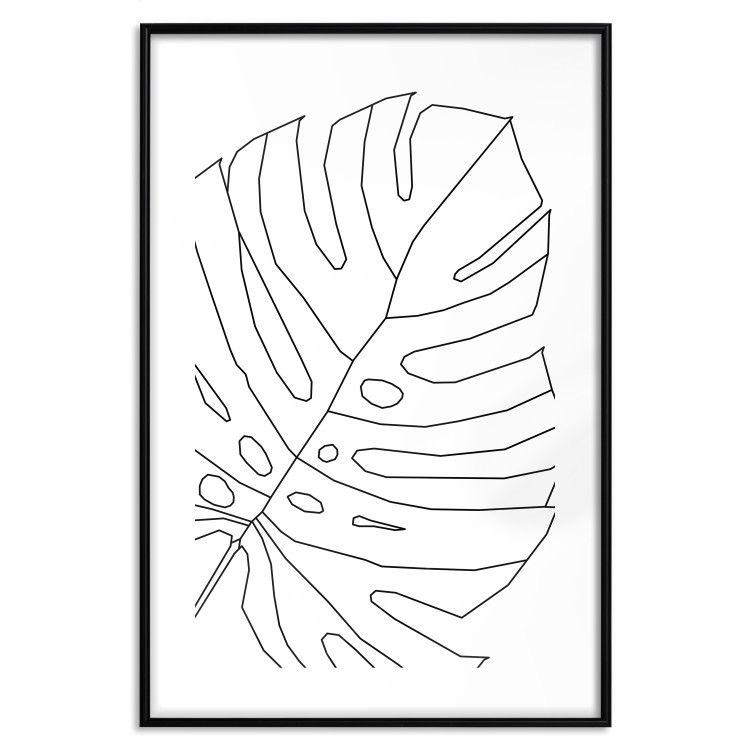Wall Poster Monstera Drawing - black and white line art of monstera leaf on light background 128079 additionalImage 15