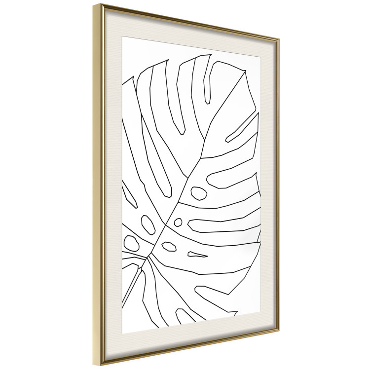 Wall Poster Monstera Drawing - black and white line art of monstera leaf on light background 128079 additionalImage 3