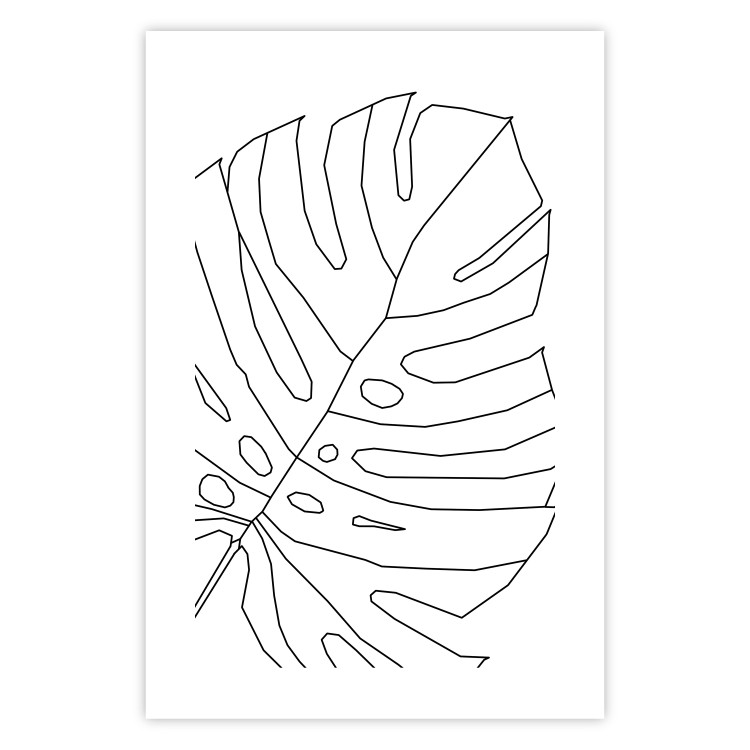Wall Poster Monstera Drawing - black and white line art of monstera leaf on light background 128079 additionalImage 25