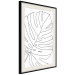 Wall Poster Monstera Drawing - black and white line art of monstera leaf on light background 128079 additionalThumb 2