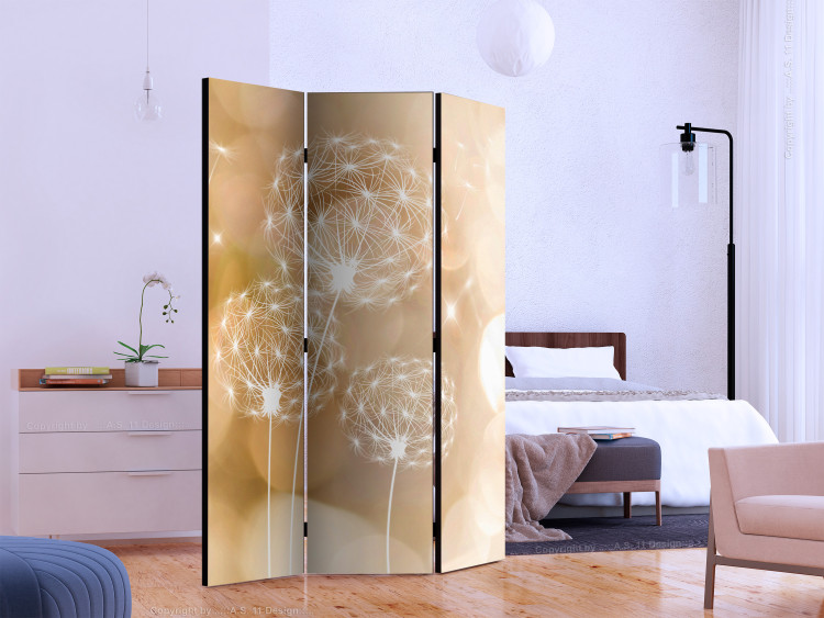 Folding Screen Touch of Summer (3-piece) - dandelion illusion on a warm background 128979 additionalImage 2