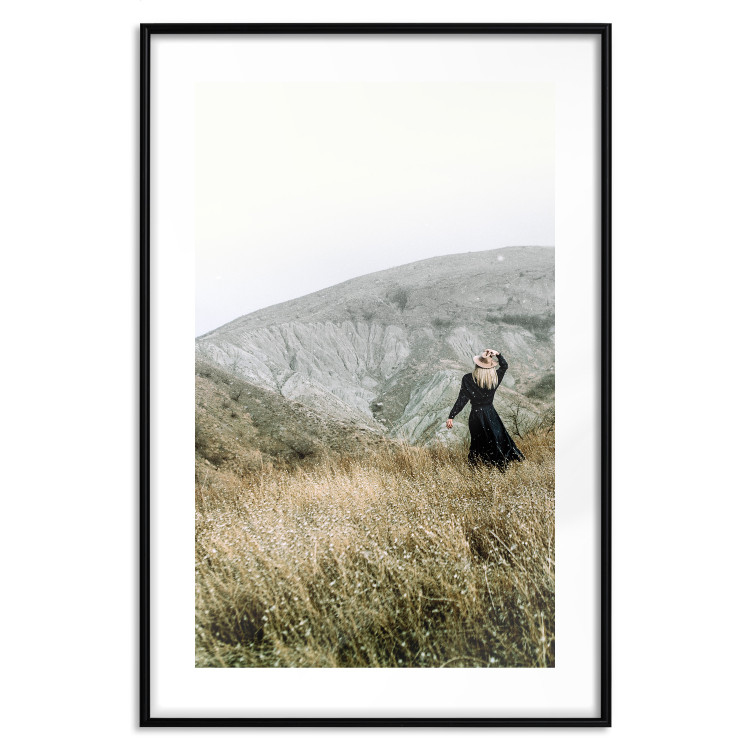 Wall Poster Lost in Nature - landscape of a meadow with a woman against a mountain range 130279 additionalImage 15
