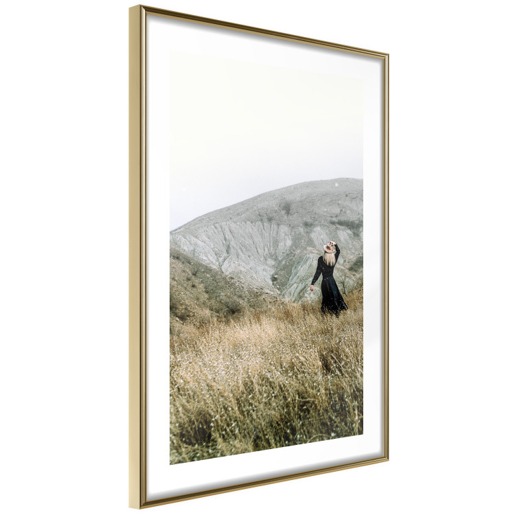 Wall Poster Lost in Nature - landscape of a meadow with a woman against a mountain range 130279 additionalImage 7