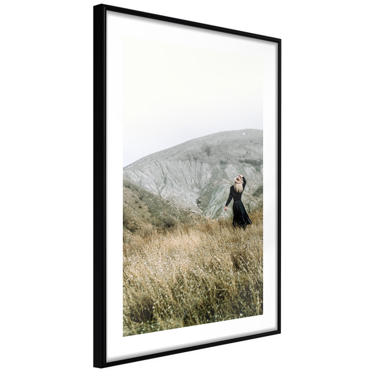 Wall Poster Lost in Nature - landscape of a meadow with a woman against a mountain range 130279 additionalImage 6
