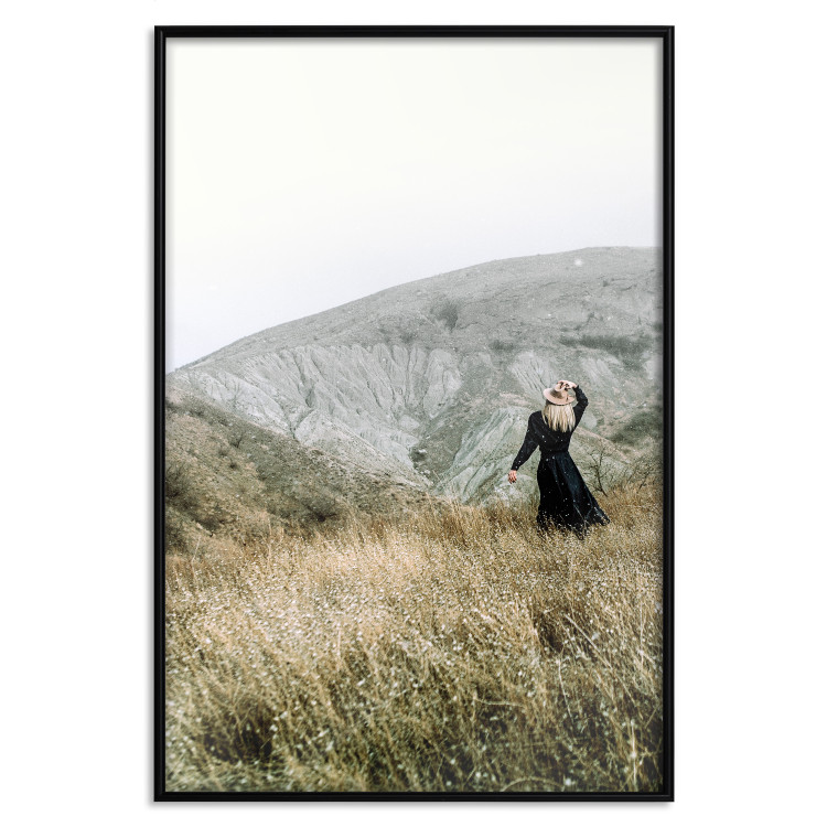 Wall Poster Lost in Nature - landscape of a meadow with a woman against a mountain range 130279 additionalImage 16