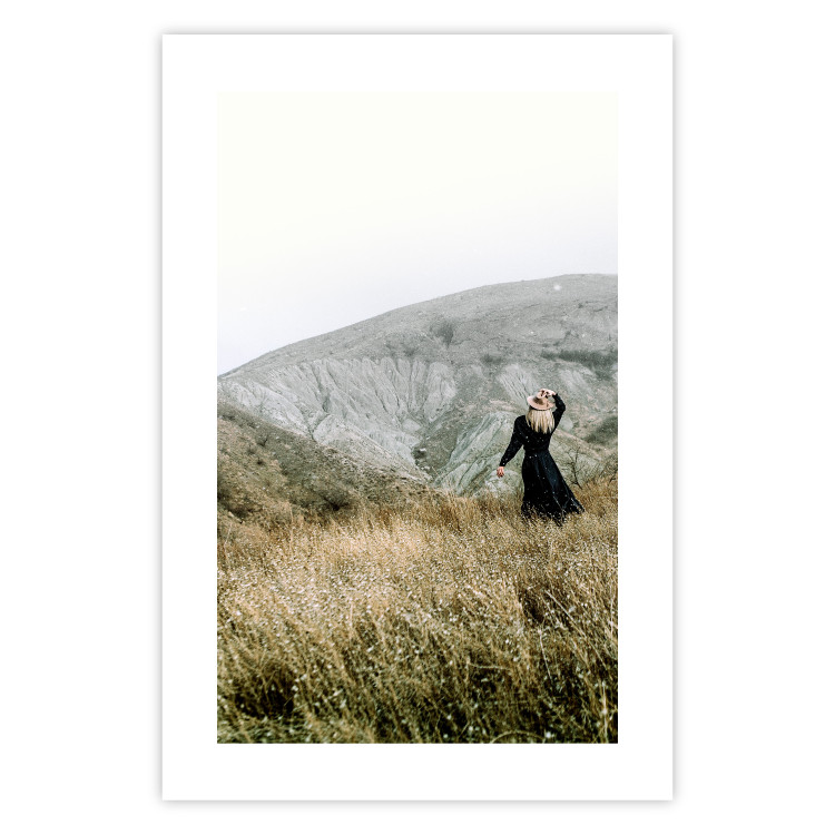 Wall Poster Lost in Nature - landscape of a meadow with a woman against a mountain range 130279 additionalImage 19