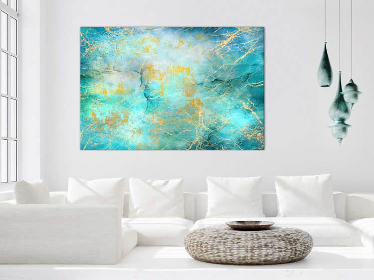 Canvas Art Print Emerald Ocean (1-piece) Wide - abstract blue background 132179 additionalImage 3
