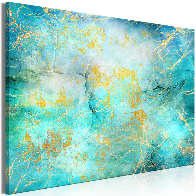 Canvas Art Print Emerald Ocean (1-piece) Wide - abstract blue background 132179 additionalImage 2