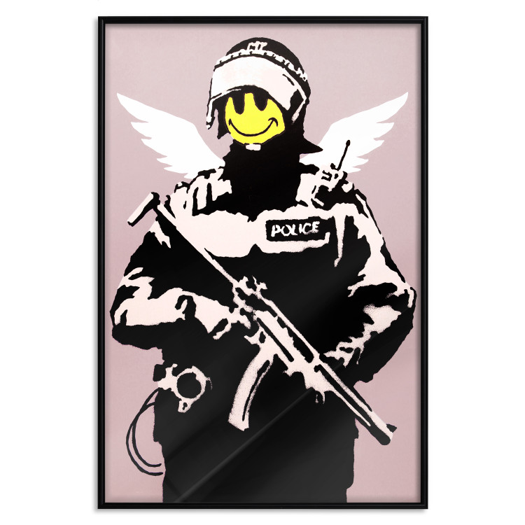 Wall Poster Policeman - man with a yellow face and wings in Banksy style 132479 additionalImage 24