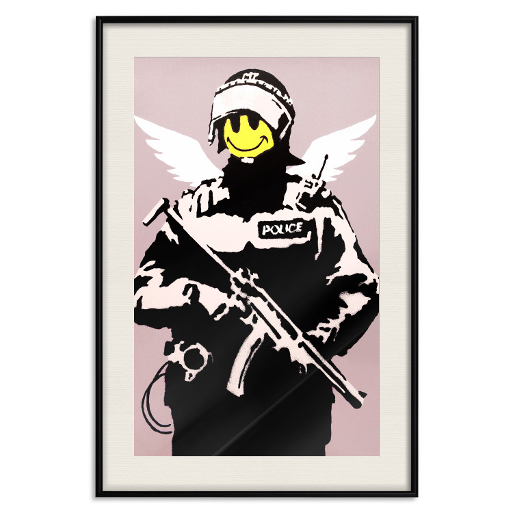 Wall Poster Policeman - man with a yellow face and wings in Banksy style 132479 additionalImage 18