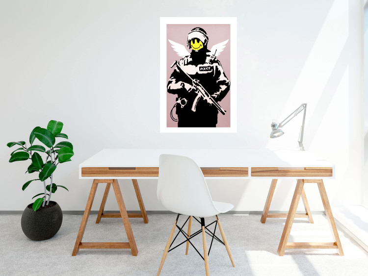 Wall Poster Policeman - man with a yellow face and wings in Banksy style 132479 additionalImage 2