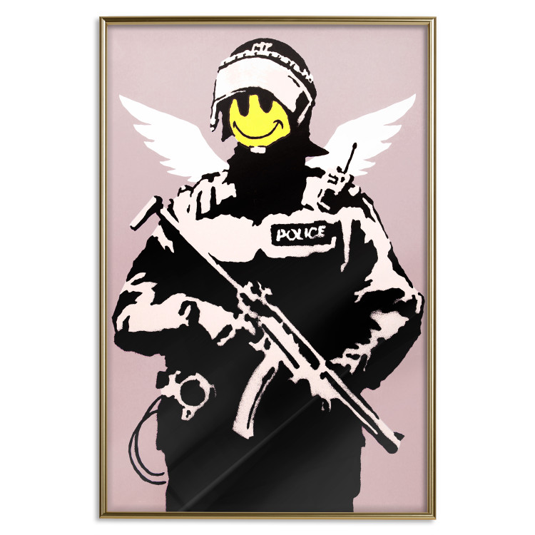 Wall Poster Policeman - man with a yellow face and wings in Banksy style 132479 additionalImage 20