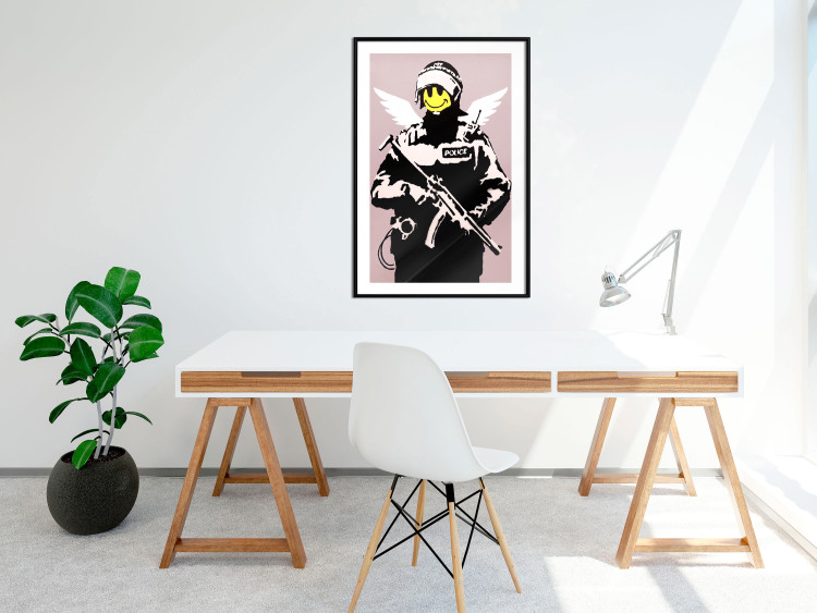 Wall Poster Policeman - man with a yellow face and wings in Banksy style 132479 additionalImage 6