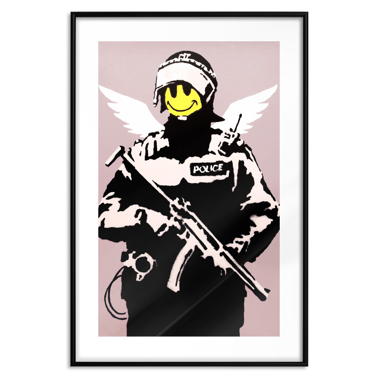 Wall Poster Policeman - man with a yellow face and wings in Banksy style 132479 additionalImage 17