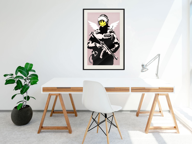 Wall Poster Policeman - man with a yellow face and wings in Banksy style 132479 additionalImage 22