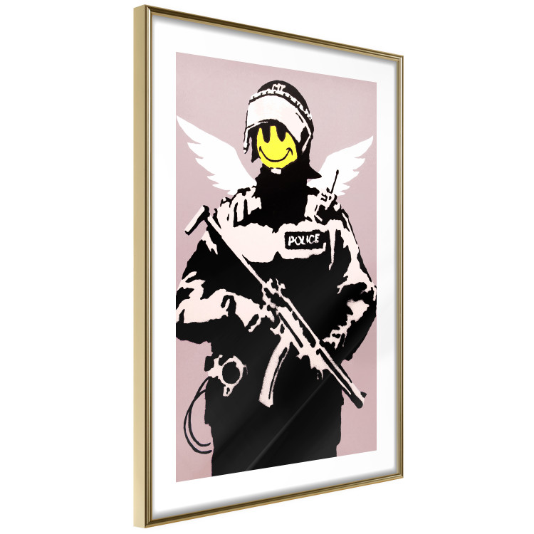 Wall Poster Policeman - man with a yellow face and wings in Banksy style 132479 additionalImage 6