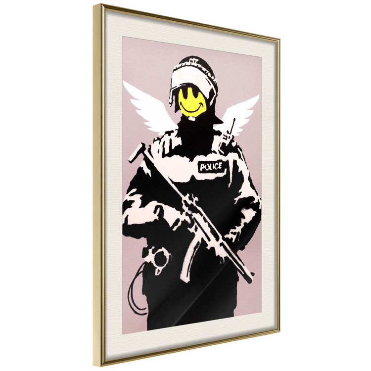 Wall Poster Policeman - man with a yellow face and wings in Banksy style 132479 additionalImage 2